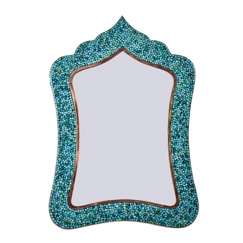 آینه و شمعدان فیروزه‌کوبی دست‌ساز اصفهانی، ترکیب مس و فیروزه با طرح سنتی