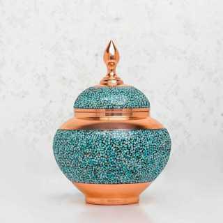 قندان فیروزه‌کوبی دست‌ساز اصفهانی، هنر اصیل مس و فیروزه