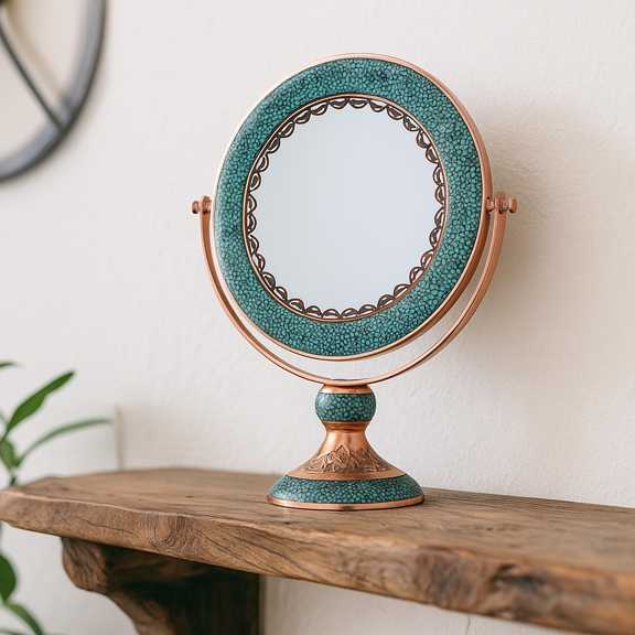 Firoozeh Kub Round Mirror No Crown – Isfahan Rooh Art