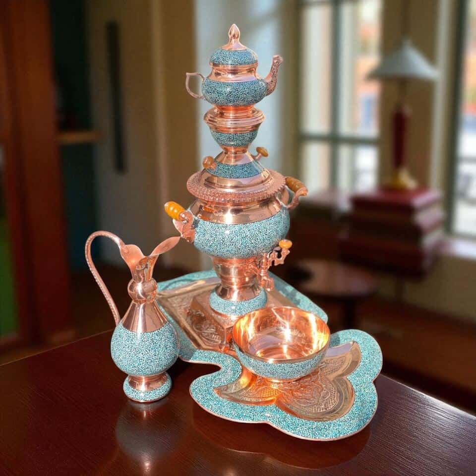 Firoozeh Kub Samavar Set 5 Piece 35cm – Isfahan Rooh Art