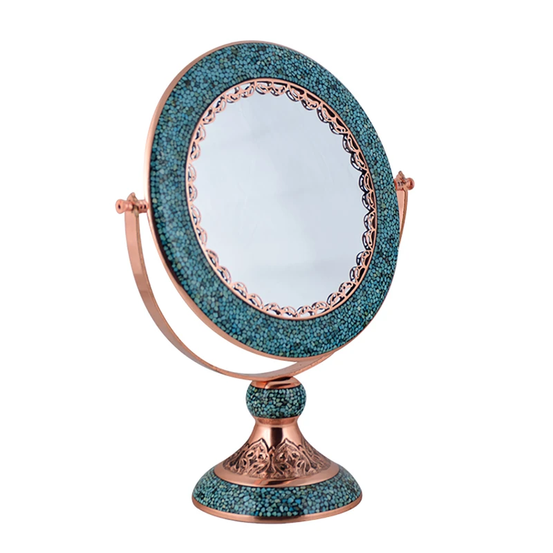 خرید آینه گرد بدون تاج فیروزهکوب | صنایع دستی هنر روح اصفهان - تصویر 3